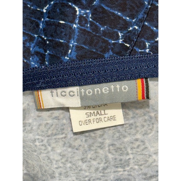 Ticci Tonetto Mini Dress Small Blue Snakeskin Print Bodycon Sleeveless Vintage - Picture 2 of 10